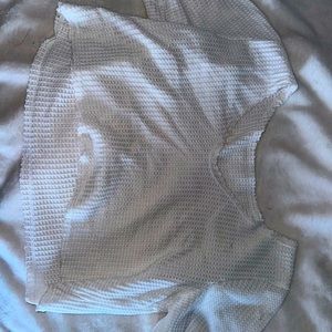 White waffle knit crop top